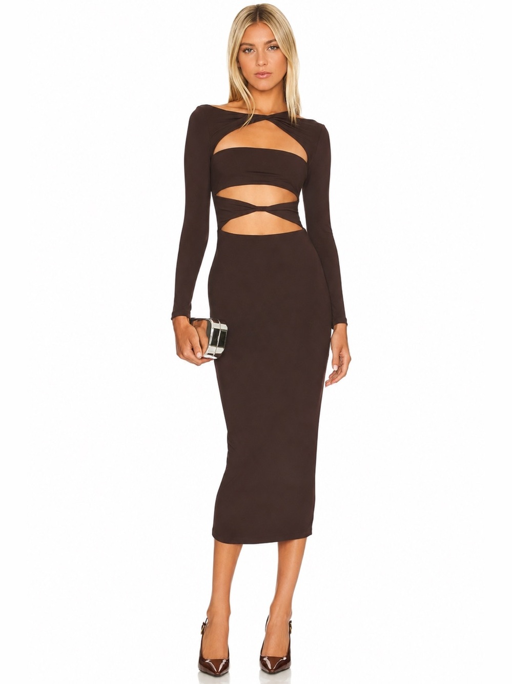 SEROYA Karma Midi Dress Ash Brown XXS NWT